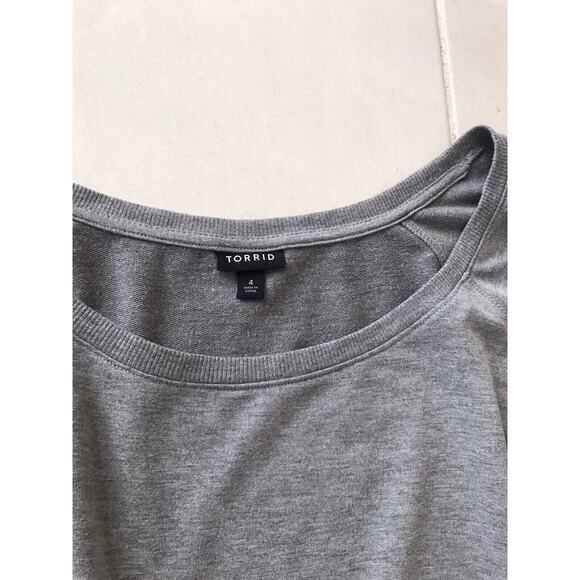 Torrid Mini Dress Pullover Drawstring Waist Gray - Picture 3 of 11